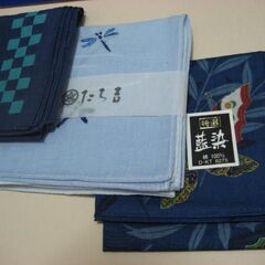ハンカチ　ブルー３枚セット　※１枚追加　４枚セットになりました