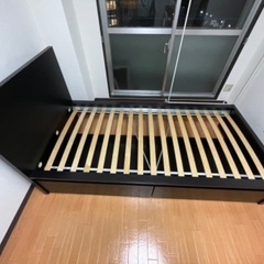 IKEA シングルベッドフレームのみ　引き出し付き　すのこ付き