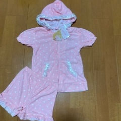 パイルドットネコパーカー　120 室内着　パジャマ　