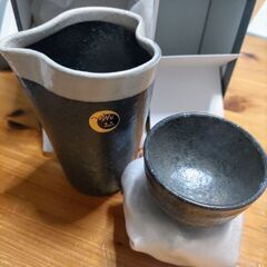 新品✨箱入り　信楽焼　白線いぶし酒器セット　