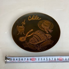 k0916617  銅製 壁飾り 飾り皿 made in Chile インテリア 置物 銅細工 プレート 工芸品 チリ 中古 現状品の画像
