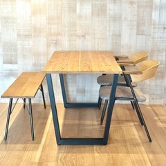 KANADEMONO THE TABLE 無垢杉 × ブラックスチール