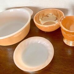 オレンジ色が可愛いファイヤーキングのビンテージ食器　４点まとめて